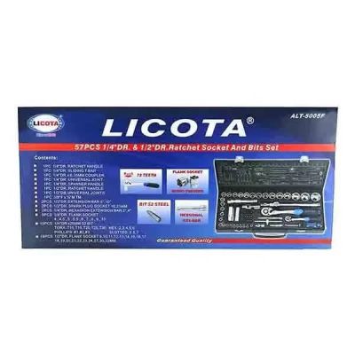 جعبه بکس و بیت 57 پارچه 6 پر درایو 1/4″ و 1/2” اینچ لیکوتا مدل ALK-5005F